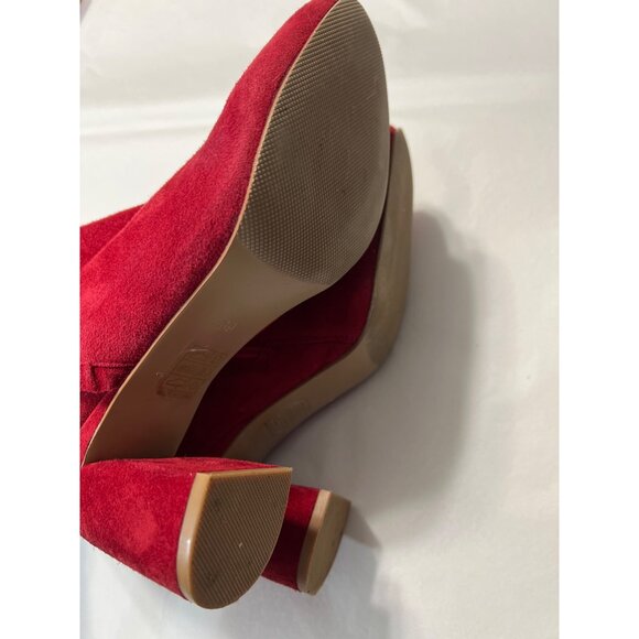Azura Red Suede Ruffle Heel Booties 8.5 - Picture 7 of 9
